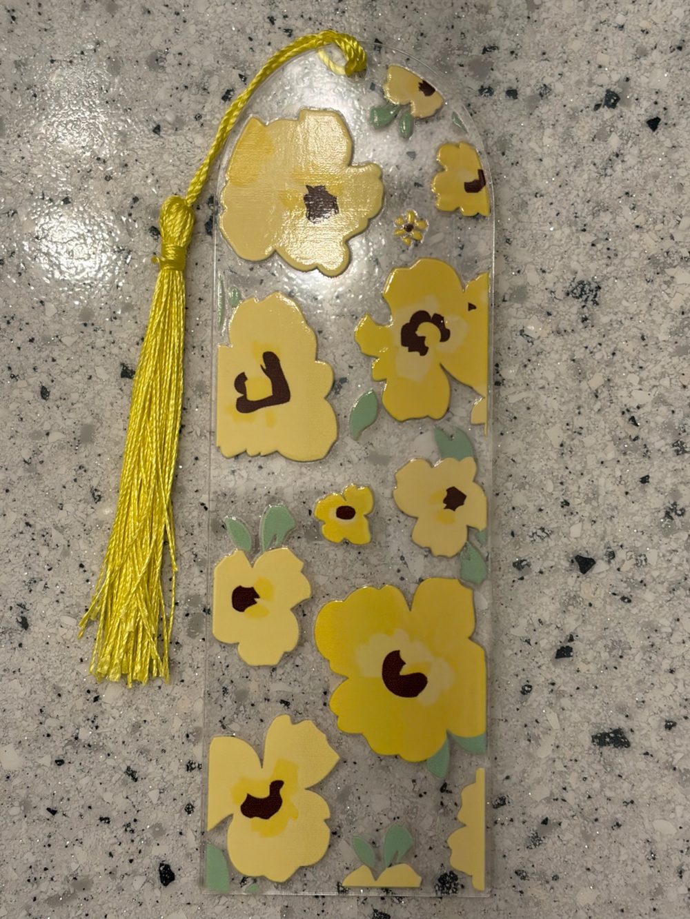 Floral Yellow Tassel Acrylic Bookmark - Women Accessories